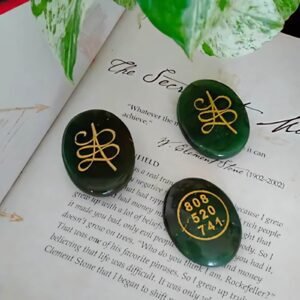 Green Jade stone with Zibu symbol for wealth attraction
