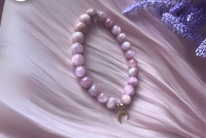 Kunzite Crystal Bracelet 8mm for Love and Emotional Healing