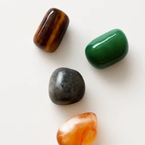 manifestation crystal kit with citrine pyrite tiger eye and green aventurine for abundance success and positive energy